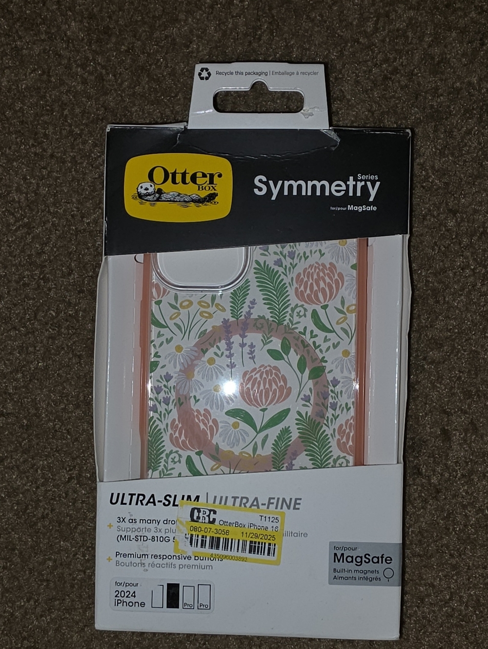 OtterBox Iphone 16 Plus Symmetry Series Floral Clear Case with Rose Gold Trim